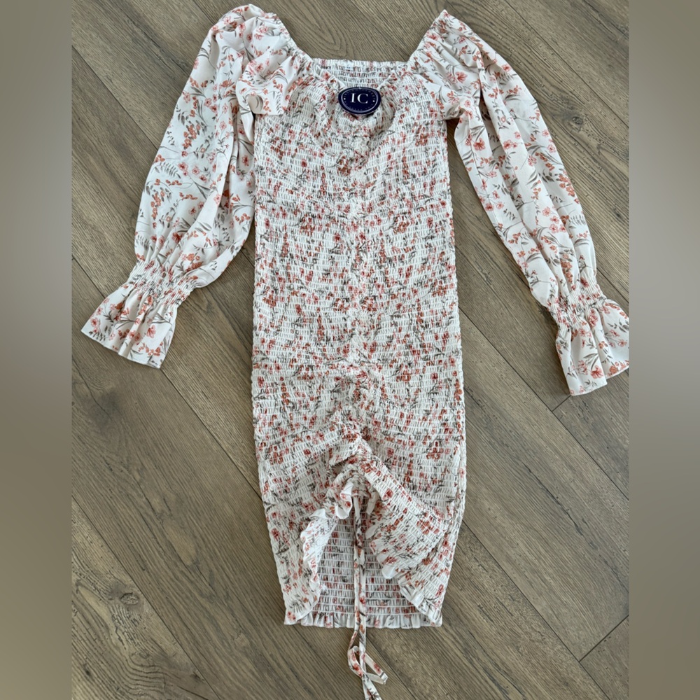 Floral Smocked Dress with balloon sleeve
